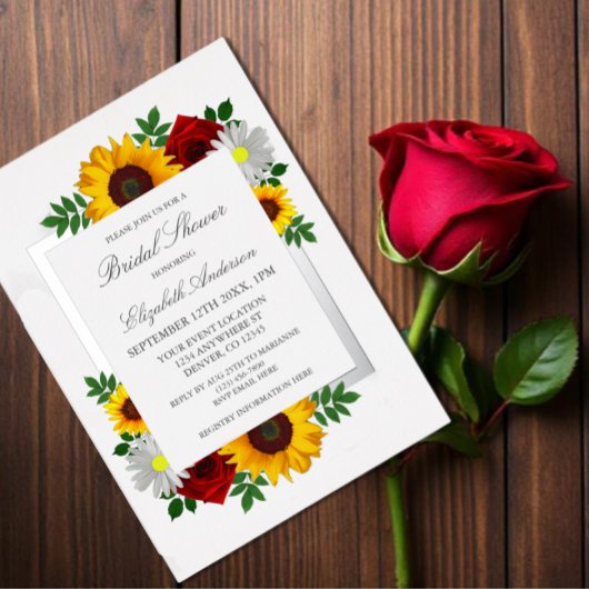 伝統的フローラブライダルシャワー 箔招待状