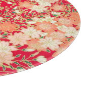 伝統的フローラ日本の桜赤色金ゴールドガラス カッティングボード (角)