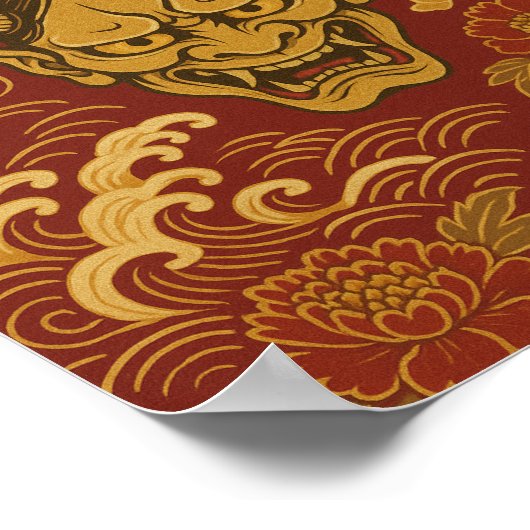 「伝統的フローラ波日本のの魔術」 ポスター (角)