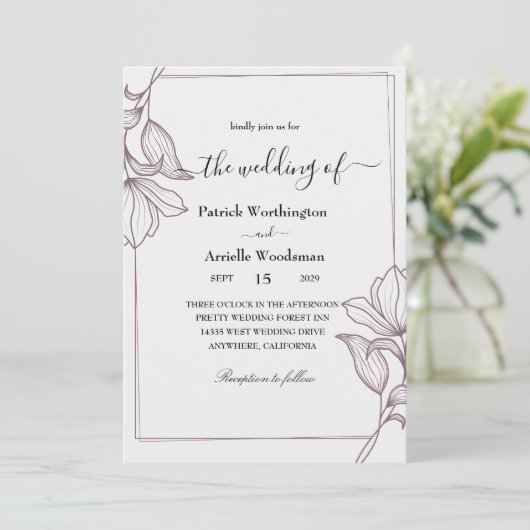 伝統的フローラ結婚式招待状 招待状 (スタンド正面)