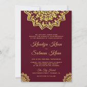 伝統的ブルゴーニュ金ゴールドモチ結婚ーム 招待状 (裏面)