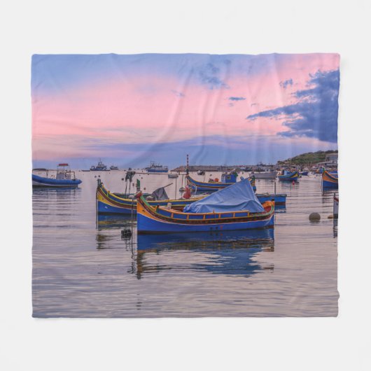 伝統的マルチーズボート フリースブランケット (正面(横))