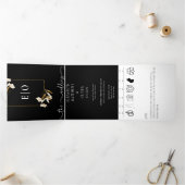 伝統的モダンクラシック |白黒結婚ズ 三つ折り招待状 (内部)