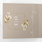 伝統的モダンクラシック |自然結婚s 三つ折り招待状 (内部最初)