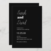 伝統的モダンシックな白黒結婚の 招待状 (正面/裏面)