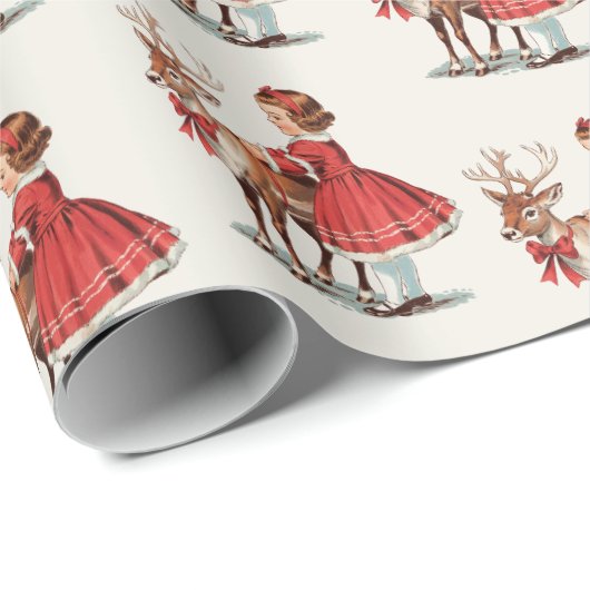 伝統的ヴィンテージキャットクリスマスラッピング紙 ラッピングペーパー (ロールコーナー)