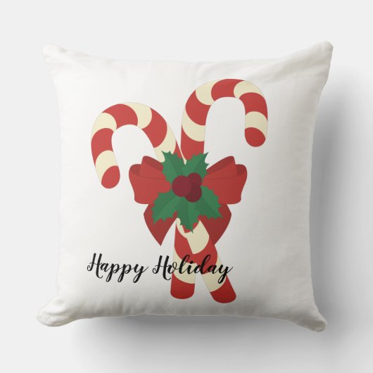 伝統的ヴィンテージキャンディ赤と白ークリスマス クッション (正面)