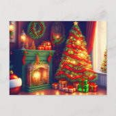 伝統的ヴィンテージスタイルクリスマスツリー インビテーションポストカード (正面)