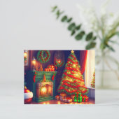 伝統的ヴィンテージスタイルクリスマスツリー インビテーションポストカード (スタンド正面)