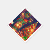 伝統的ヴィンテージスタイルクリスマスツリー スタンダードカクテルナプキン (角)