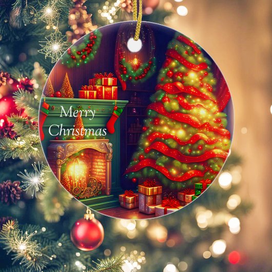 伝統的ヴィンテージスタイルクリスマスツリー セラミックオーナメント