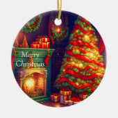 伝統的ヴィンテージスタイルクリスマスツリー セラミックオーナメント (正面)