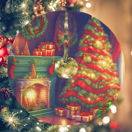 伝統的ヴィンテージスタイルクリスマスツリー ブラッシュドポリエステルツリースカート