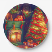 伝統的ヴィンテージスタイルクリスマスツリー ペーパープレート (正面)
