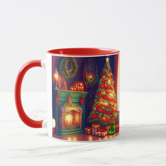 伝統的ヴィンテージスタイルクリスマスツリー マグカップ (左)