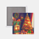 伝統的ヴィンテージスタイルクリスマスツリー マグネット (正面/裏面)