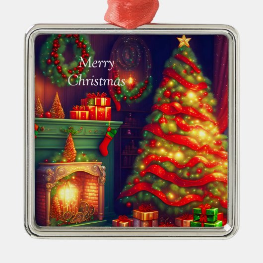 伝統的ヴィンテージスタイルクリスマスツリー メタルオーナメント (正面)