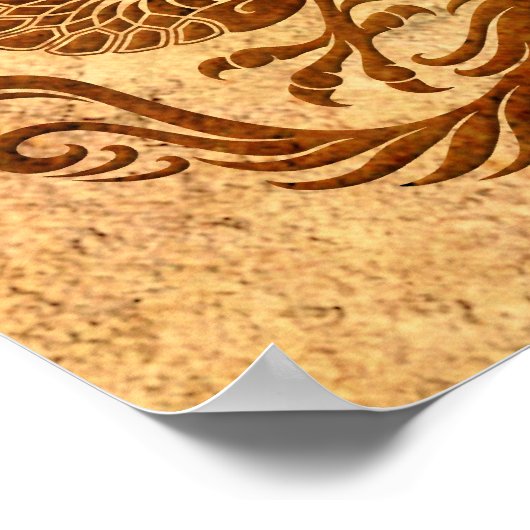 伝統的ヴィンテージ擦り切れた中国のドラゴンサークル ポスター (角)