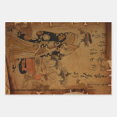 伝統的ヴィンテージ日本の女性ポートレート ラッピングペーパーシート (正面)