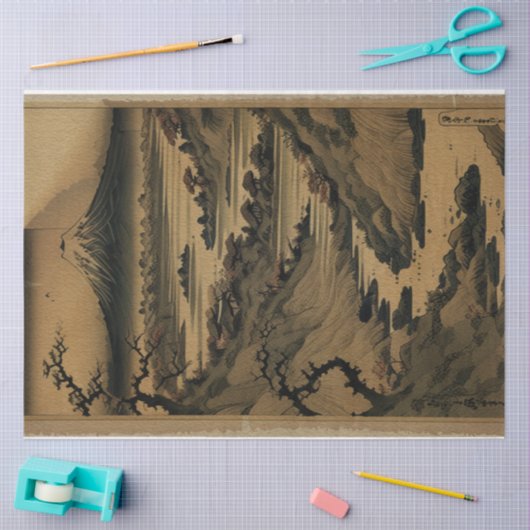 伝統的ヴィンテージ日本の自然横No1 薄葉紙 (クラフト)