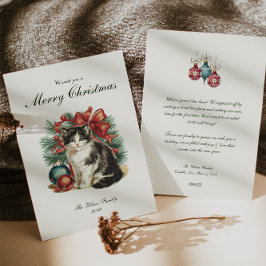 伝統的ヴィンテージ猫クリスマス シーズンカード