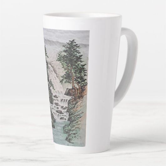 伝統的中国のイ絵画ンク カフェラテマグ (右アングル)