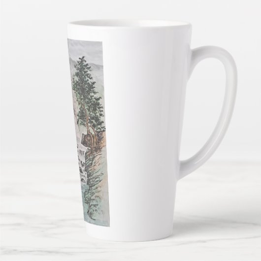 伝統的中国のイ絵画ンク カフェラテマグ (右)