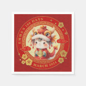 伝統的中国のベビー100日百日招待状 スタンダードカクテルナプキン (正面)