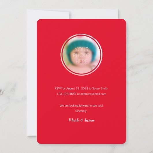 伝統的中国のベビー100日百日招待状 招待状 (裏面)