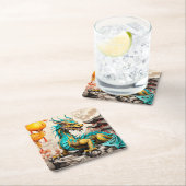 伝統的中国の中国の龍 スクエアペーパーコースター (インサイチュ)