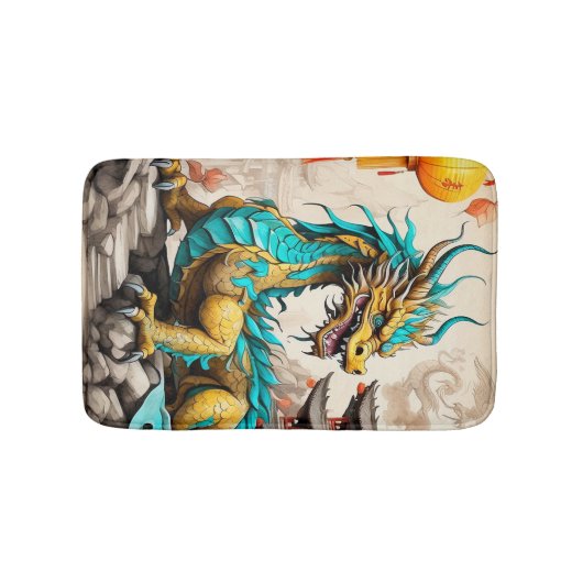 伝統的中国の中国の龍 バスマット (正面)