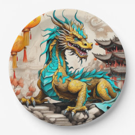 伝統的中国の中国の龍 ペーパープレート