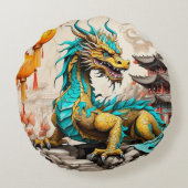 伝統的中国の中国の龍 ラウンドクッション (裏面)