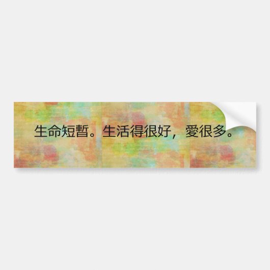 伝統的中国の寿命が短い バンパーステッカー (正面)