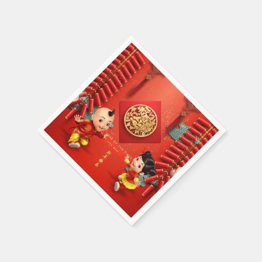 伝統的中国の爆竹タイガー年PN10 スタンダードカクテルナプキン (角)