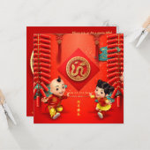伝統的中国の爆竹ヘビ年SqC カード (正面/裏面インサイチュ)