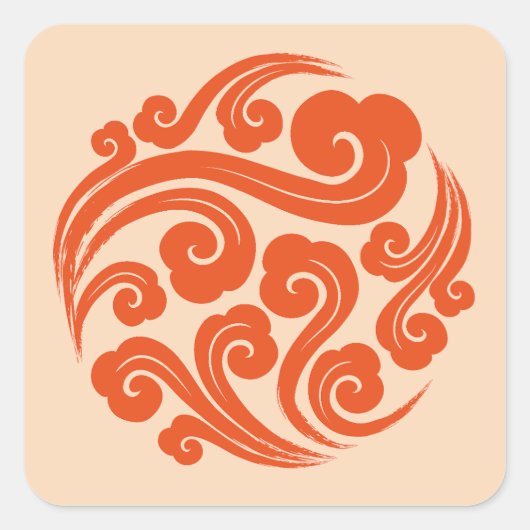 伝統的中国の雲 スクエアシール (正面)