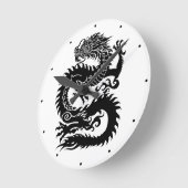伝統的中国の龍 ラウンド壁時計 (傾斜)