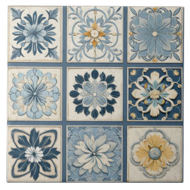 伝統的中国ブルーインクフラワーアート12 タイル