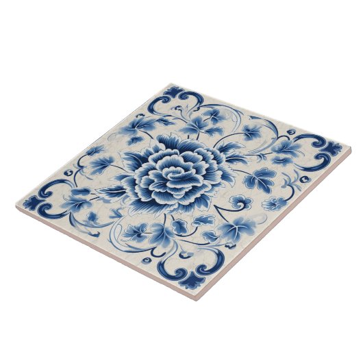 伝統的中国ブルーインクフラワーアート8 タイル (側面)