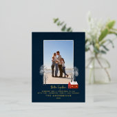 伝統的写真エレガント素朴な冬の雪シック 箔シーズンポストカード (立ち正面)