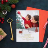 伝統的写真エレガント素朴な冬の雪シック 箔シーズンポストカード