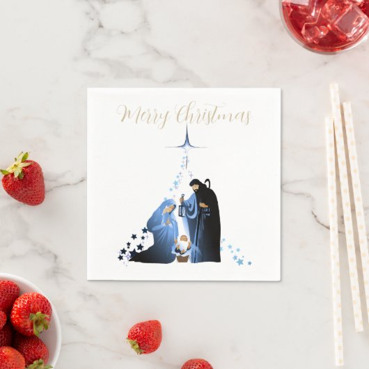 伝統的出生シーンのクリスマスの挨拶 スタンダードカクテルナプキン (インサイチュ)