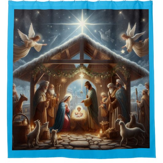 伝統的出生シーン シャワーカーテン (正面)