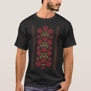 伝統的刺繍花模様 Tシャツ
