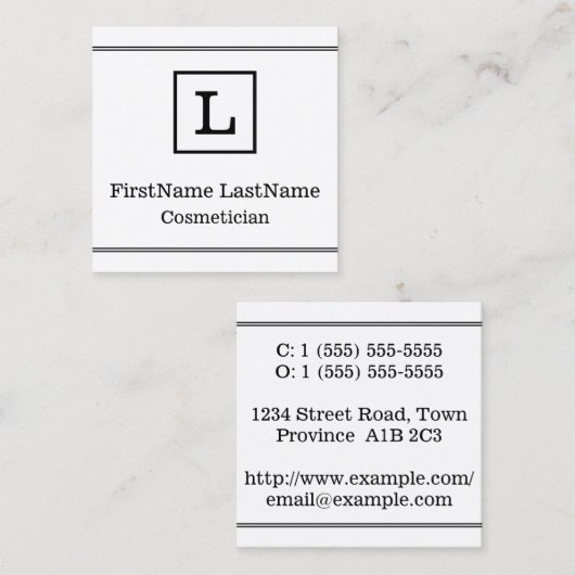 伝統的及びクラシック美容師名刺 スクエア名刺 (正面/裏面)