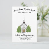 伝統的教会の水彩結婚式招待状 招待状 (スタンド正面)