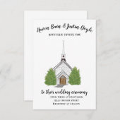 伝統的教会の水彩結婚式招待状 招待状 (正面/裏面)