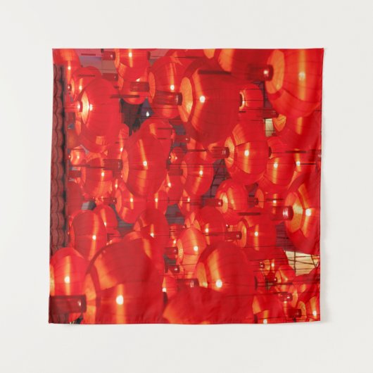 伝統的新しい飾用の赤中国のいランタン タペストリー (正面(横))