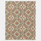 伝統的族鮮やかの羽茶色 フリースブランケット (正面)